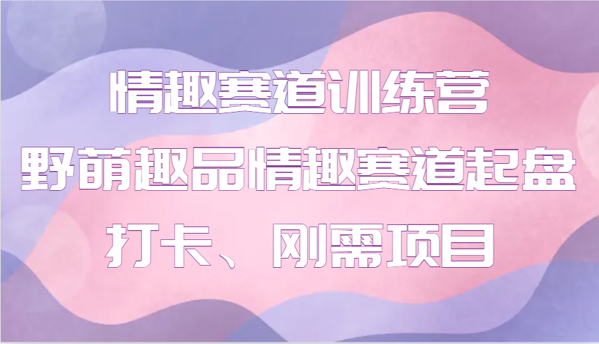 情趣赛道训练营 野萌趣品情趣赛道起盘打卡、刚需项目-创客聚集地
