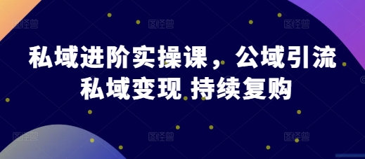 私域进阶实操课，公域引流 私域变现 持续复购-创客聚集地