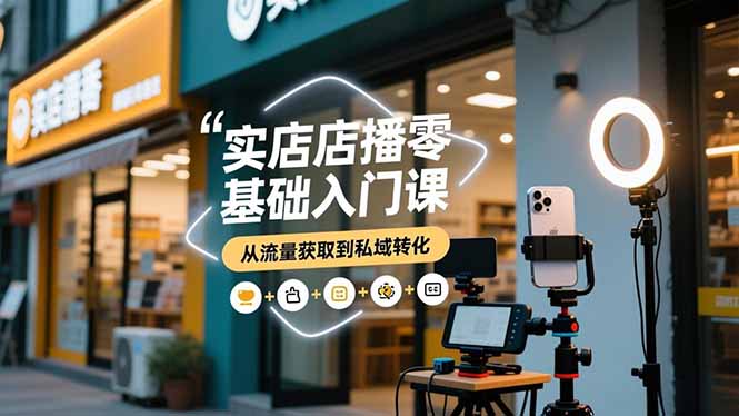 实体店播零基础入门课，实体店+短视频+直播+微信生态+私域社群，从流量获取到私域转化-创客聚集地