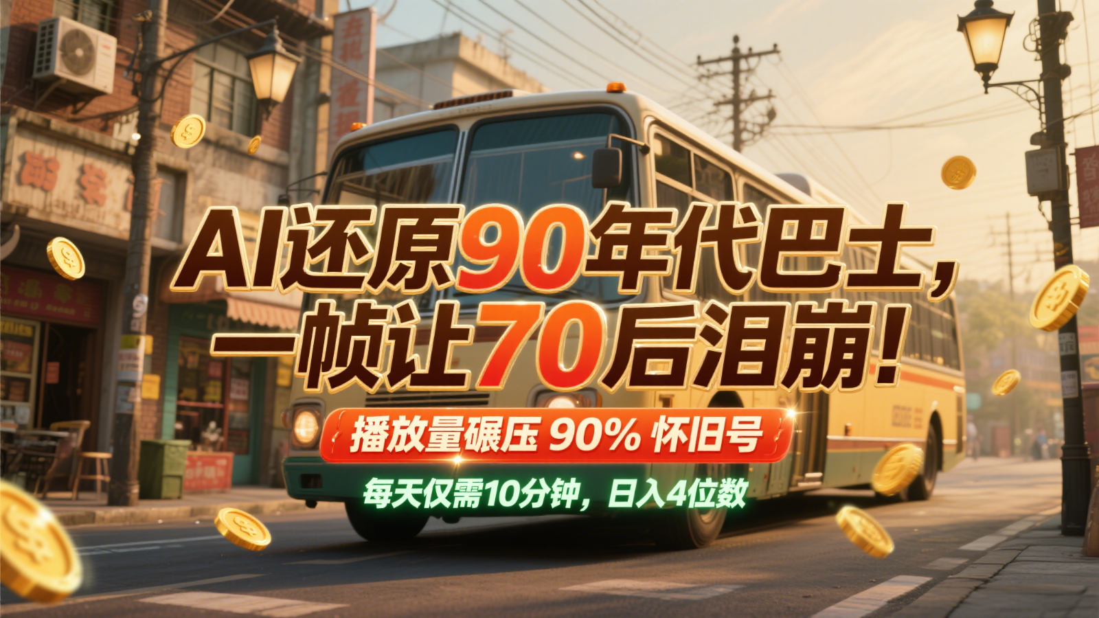 AI还原90年代巴士，一帧让70后泪崩！播放量碾压90%怀旧号，每天10分钟，日入4位数-创客聚集地