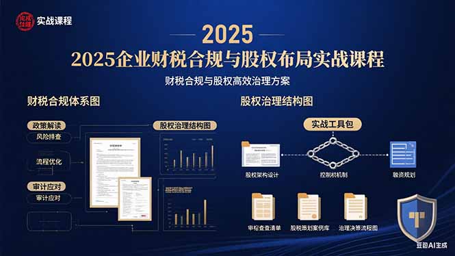 2025企业财税合规与股权布局的实战课程：财税合规与股权高效治理方案-创客聚集地