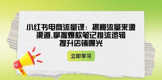 小红书电商流量课：揭秘流量来源渠道,掌握爆款笔记推流逻辑,提升店铺曝光-创客聚集地