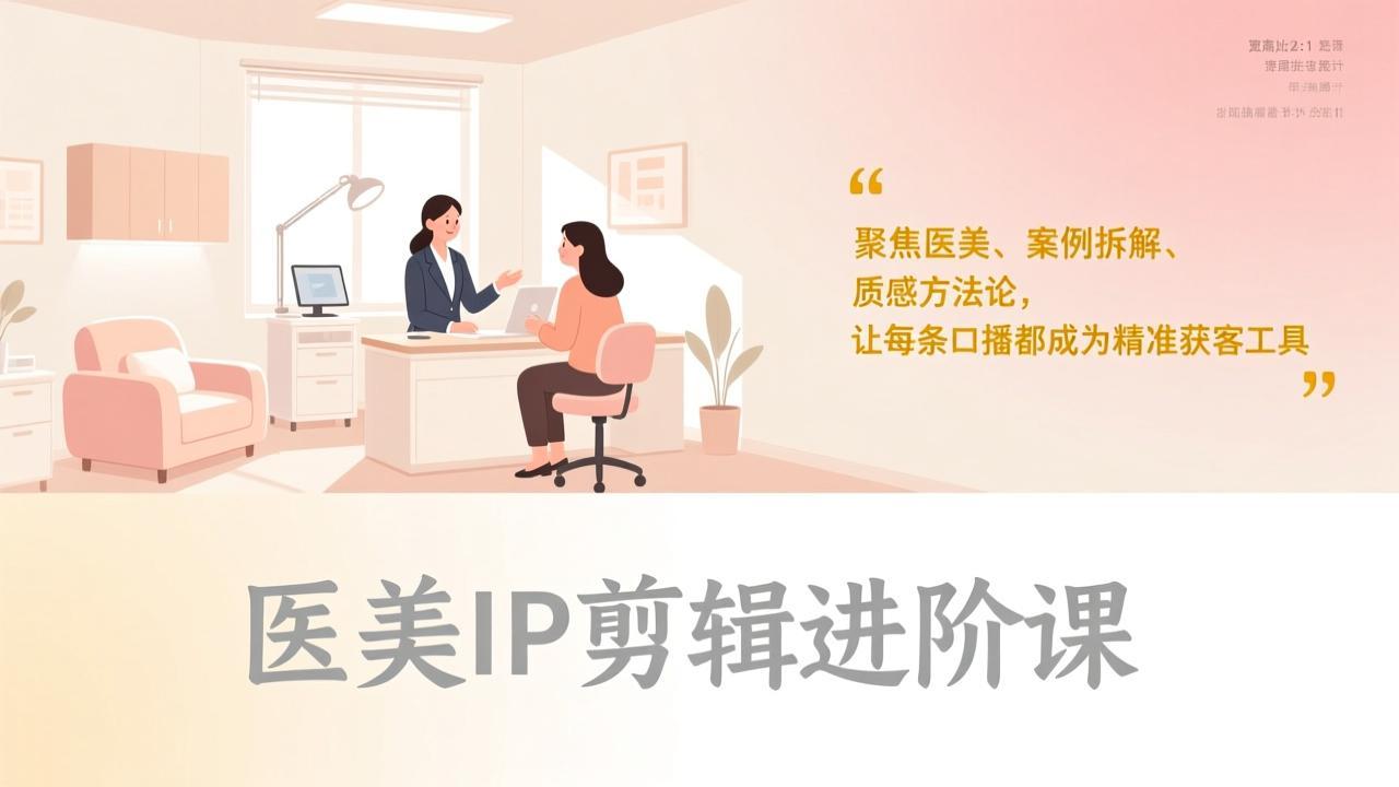 医美IP剪辑进阶课，聚焦医美、案例拆解、质感方法论，让每条口播都成为精准获客工具-创客聚集地