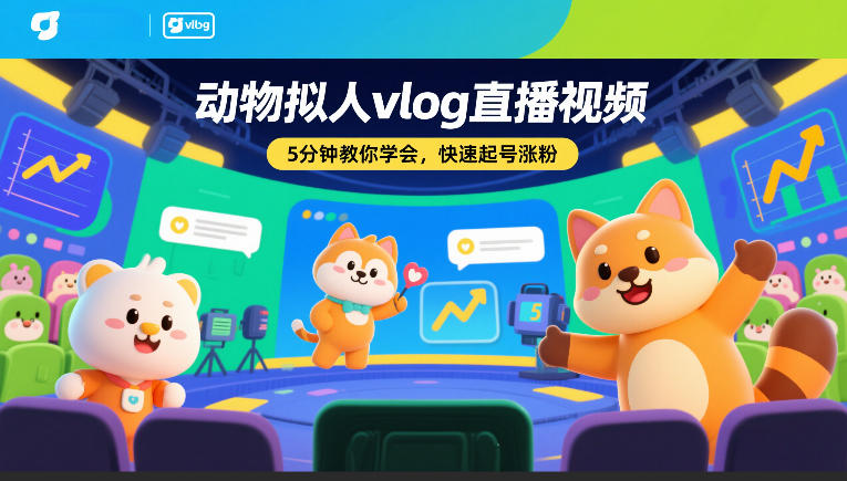 动物拟人vlog直播视频，5分钟教你学会，快速起号涨粉-创客聚集地