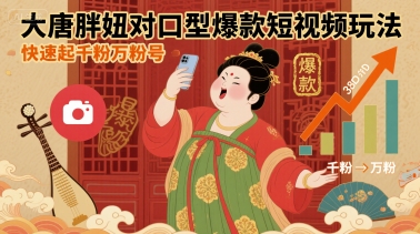大唐胖妞对口型爆款短视频玩法，快速起千粉万粉号-创客聚集地