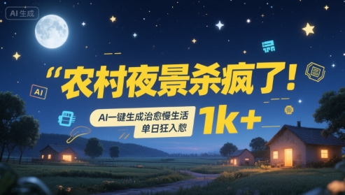 农村夜景杀疯了！AI一键生成治愈系慢生活，单日狂入1k+-创客聚集地
