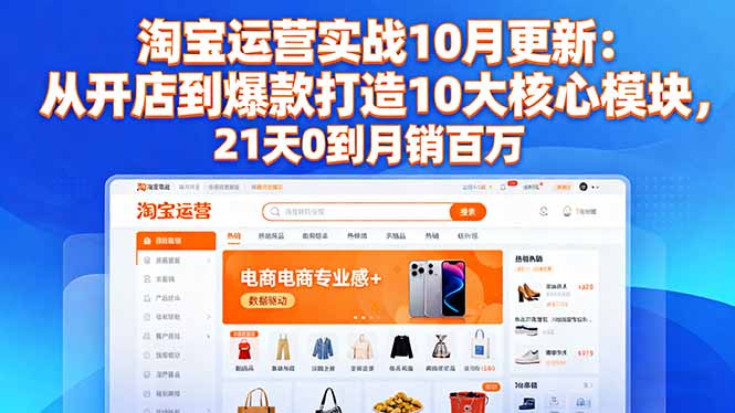 淘宝运营实战10月更新：从开店到爆款打造10大核心模块，21天0到月销百万-创客聚集地