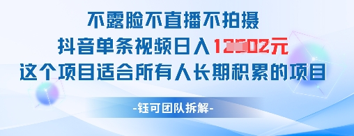 不露脸不直播不拍摄抖音单条视频日入1k+这个项目适合所有人长期积累的项目-创客聚集地