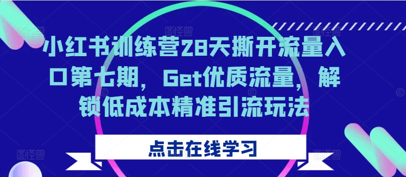 小红书训练营28天撕开流量入口第七期，Get优质流量，解锁低成本精准引流玩法-创客聚集地