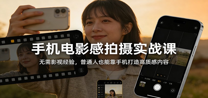 手机电影感拍摄实战课:无需影视经验,普通人也能靠手机打造高质感内容-创客聚集地