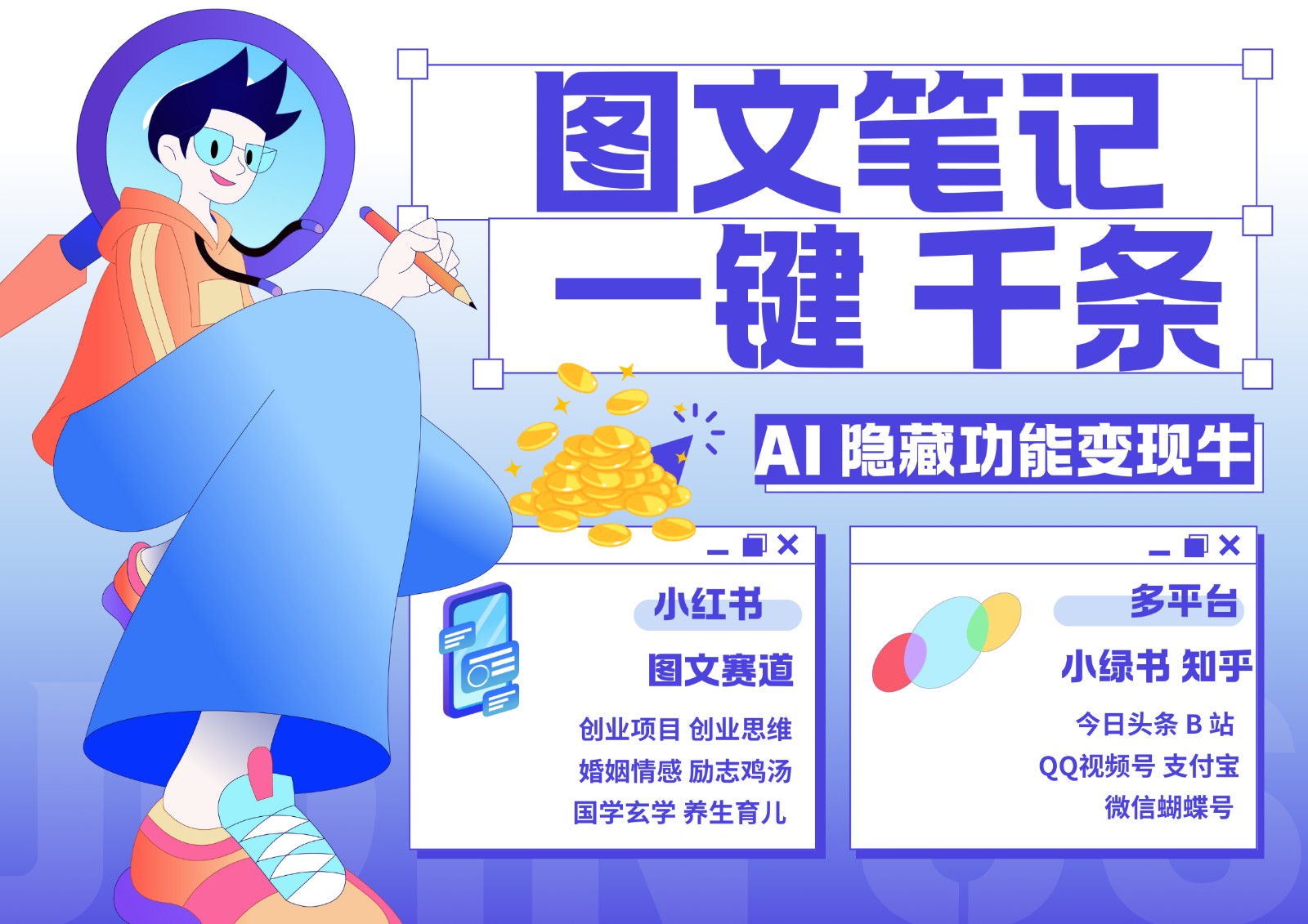 1键生成数千条图文 创业国学 秒生笔记 小红书小绿书图文 轻松引流 变现30000+-创客聚集地