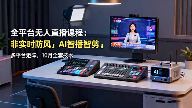 全平台无人直播课程：非实时防风＋AI智播智剪＋多平台矩阵，10月全套技术-创客聚集地