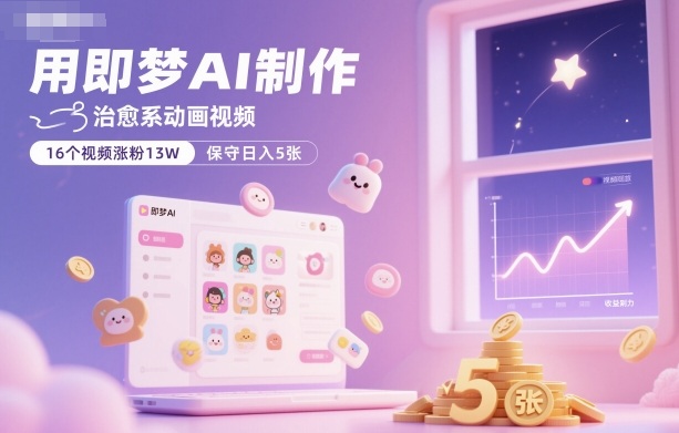 用即梦AI制作治愈系动画视频，16个视频涨粉13W，保守日入5张-创客聚集地